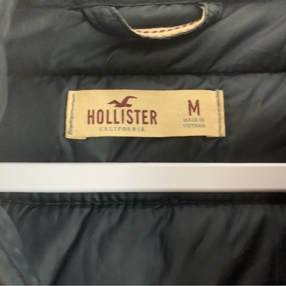 Hollister Womens navy full zip hooded puffer vest M - Picture 4 of 7